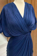 V-Neck Batwing Sleeve Empire Waist Maxi Prom Dress