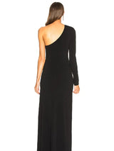 Black One Shoulder Sheath Long Prom with High Slit