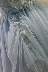 Fairy-tale Tulle Beaded Off-the-Shoulder Lace-Up Back A-Line Party Dress