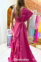 Beaded Corset Fuchsia Mermaid Prom Dress