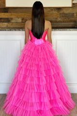 Black Sweetheart Tiered A-Line Long Gown with Ruffles