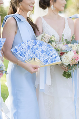 Asymmetrical One Shoulder Blue Sheath Elegant Bridesmaid Dress