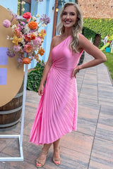 One-Shoulder Cutout High-Low Bridesmaid Dress