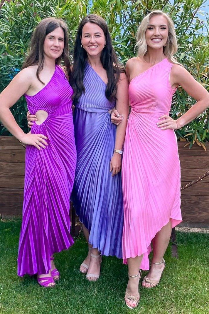 Purple High Low Bridesmaid Dresses