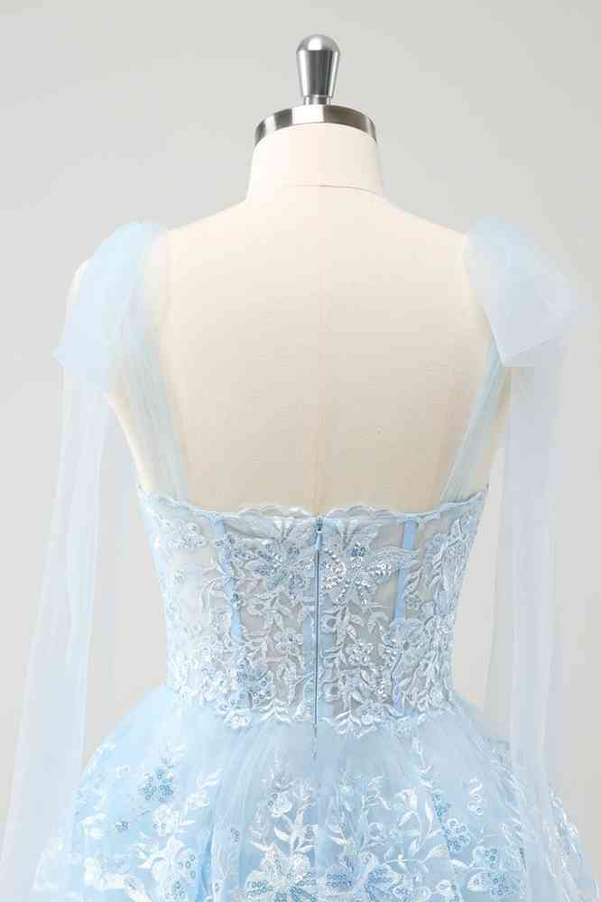 Light Blue A-Line Short Homecoming Dress with Sequins