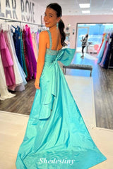 Beaded Corset Mermaid Prom Dress with Bowknot
