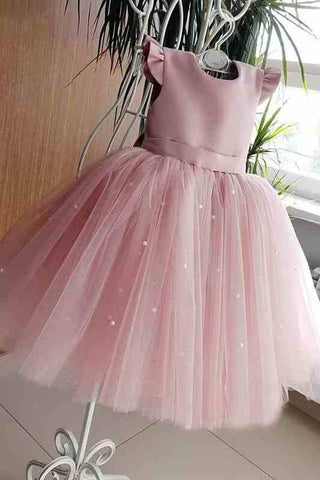 Bow A-Line Tulle Flower Girl Dresses