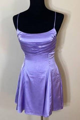 Purple Spaghetti Straps A-Line Homecoming Dress