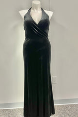 Black Halter Mermaid Long Bridesmaid Dress