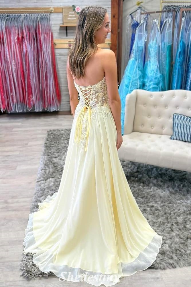 Sweetheart Applique Sequins Lace-up Prom Dress