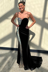 Velvet Beaded Sweetheart Mermaid Long Prom Gown