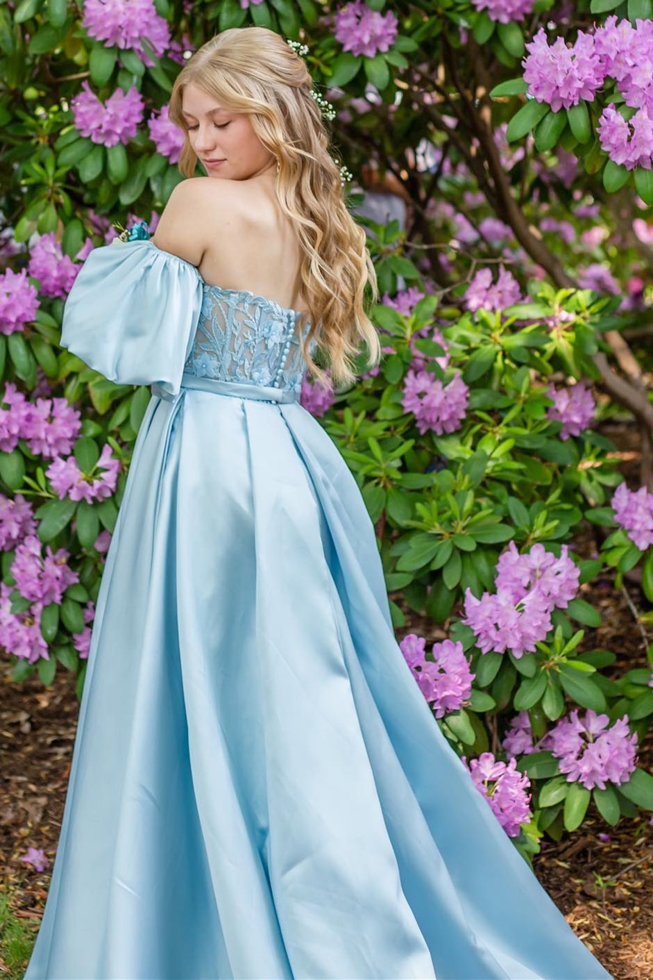 Light Blue Sweetheart Long Prom Dress with Detachable Sleeves