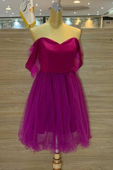 Off the Shoulder A-Line Tulle Homecoming Dress