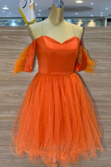 Off the Shoulder A-Line Tulle Homecoming Dress