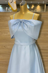 Light Blue Spaghetti Straps A-Line Homecoming Dress