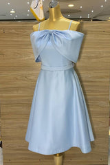 Light Blue Spaghetti Straps A-Line Homecoming Dress