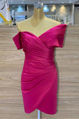 Off the Shoulder Bodycon Homecoming Dress with Fuchsia