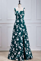 Emerald Print Sleeveless Maxi Dress with Slit