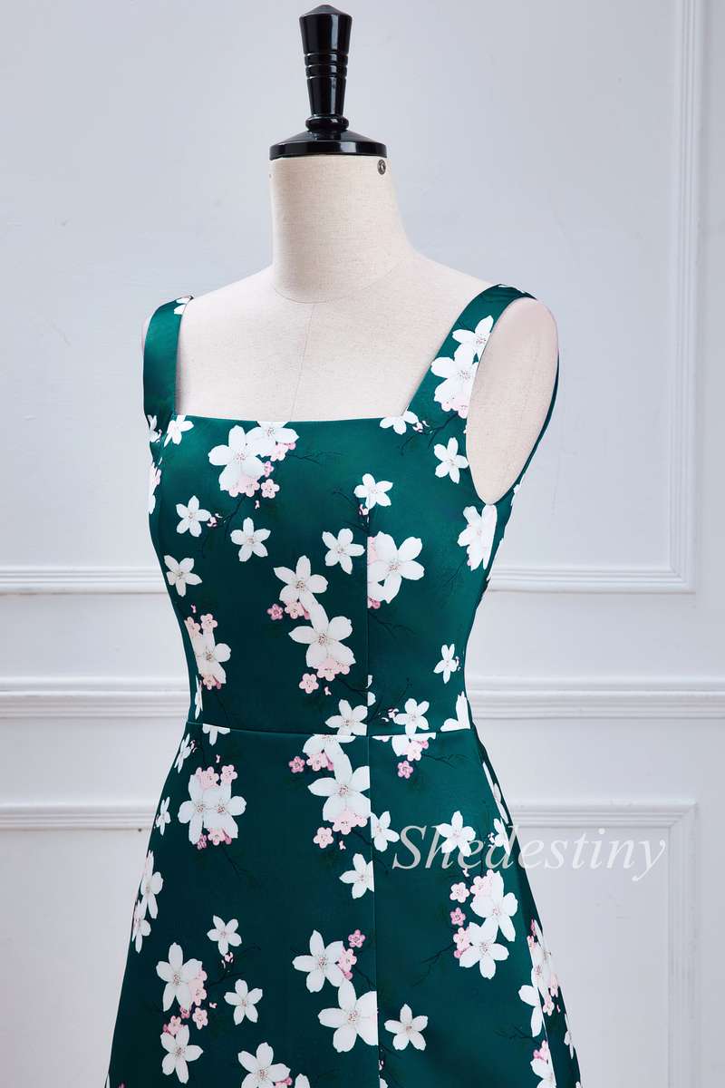 Emerald Print Sleeveless Maxi Dress with Slit