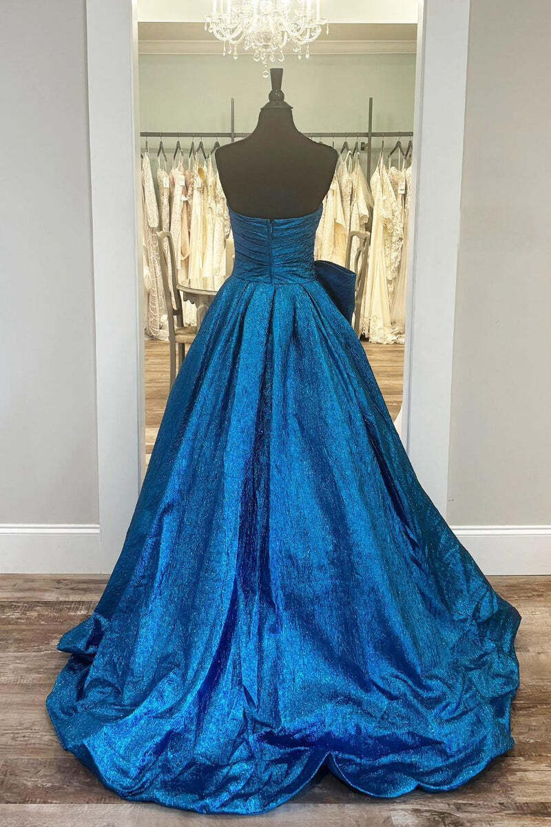 Strapless A-Line Long Prom Gown with Side Bow