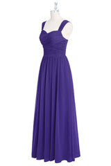 Regency Pleated Sweetheart Chiffon Long Bridesmaid Dress