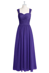 Regency Pleated Sweetheart Chiffon Long Bridesmaid Dress