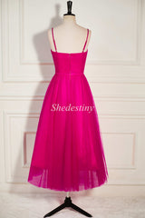 Fuchsia Sweetheart A-Line Formal Dress with Spaghetti Straps