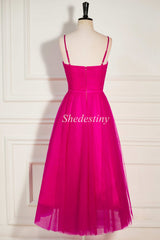 Fuchsia Sweetheart A-Line Formal Dress with Spaghetti Straps