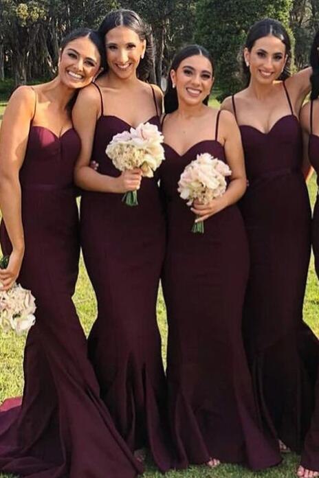 Rust Red Sweetheart Mermaid Maxi Bridesmaid Dress