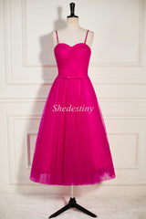 Fuchsia Sweetheart A-Line Formal Dress with Spaghetti Straps