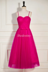 Fuchsia Sweetheart A-Line Formal Dress with Spaghetti Straps