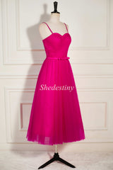 Fuchsia Sweetheart A-Line Formal Dress with Spaghetti Straps