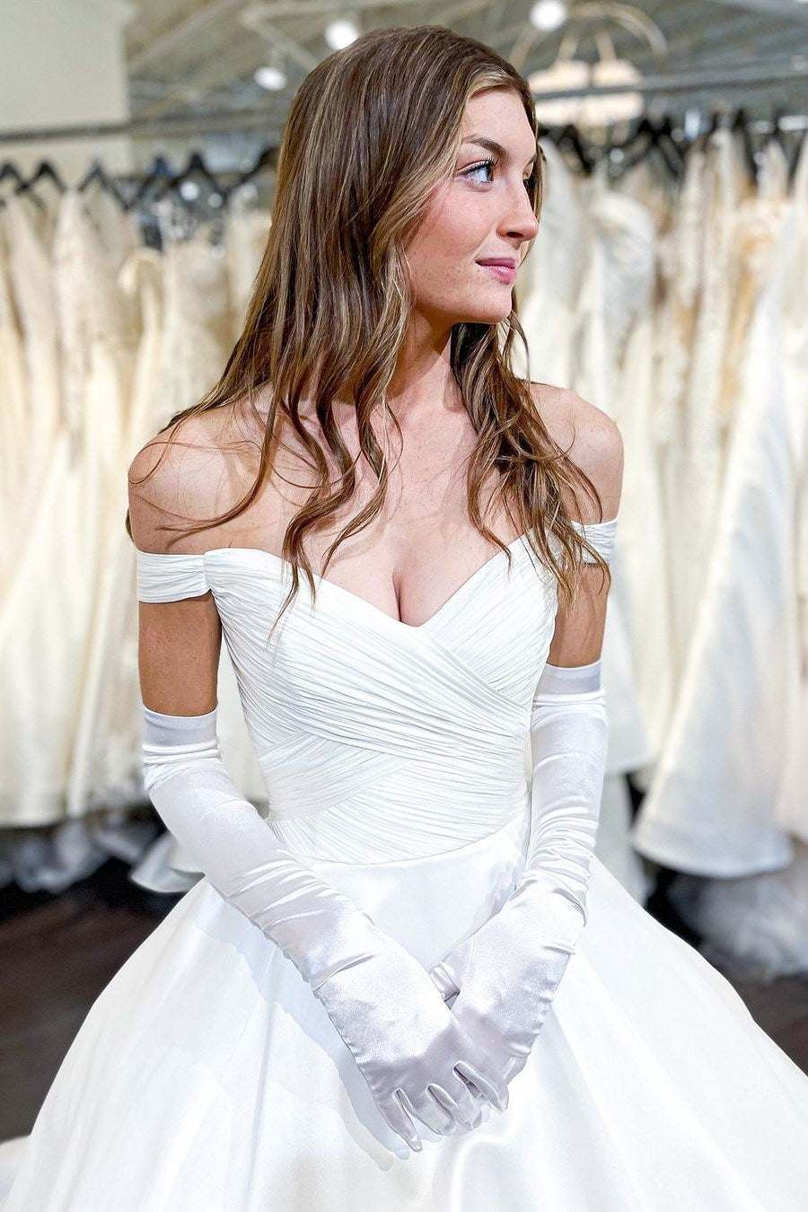 Vintage Off-the-Shoulder Bridal Ball Gown