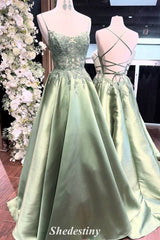 Spaghetti Straps Corset Prom Dress with Applique