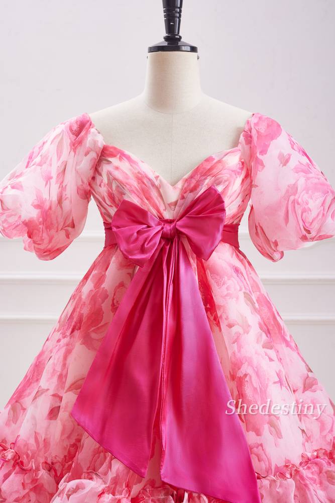 Candy Pink Sweetheart A-Line Homecoming Dress with Bow