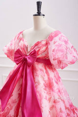 Candy Pink Sweetheart A-Line Homecoming Dress with Bow