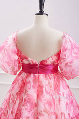 Candy Pink Sweetheart A-Line Homecoming Dress with Bow