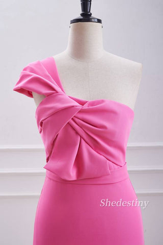 Hot Pink One-Shoulder Sheath Homecoming Dress