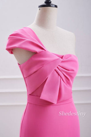 Hot Pink One-Shoulder Sheath Homecoming Dress