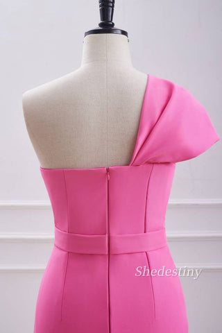 Hot Pink One-Shoulder Sheath Homecoming Dress