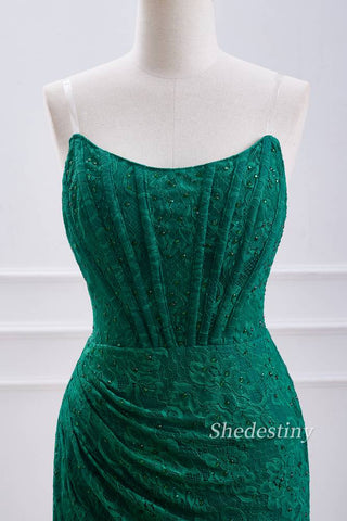 Hunter Green Strapless Sheath Short Homecoming Dress