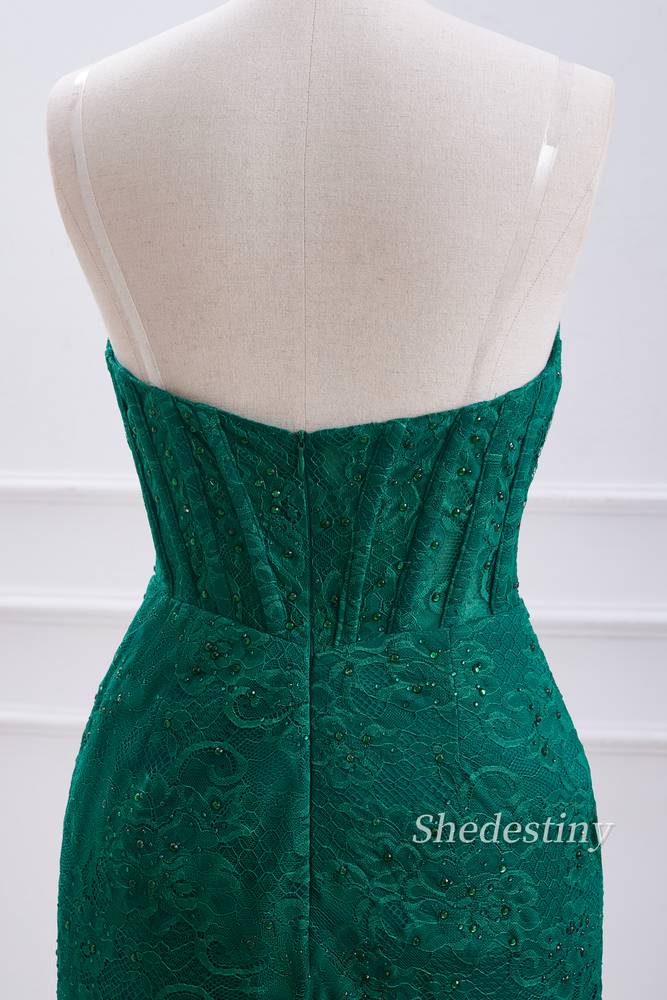 Hunter Green Strapless Sheath Short Homecoming Dress