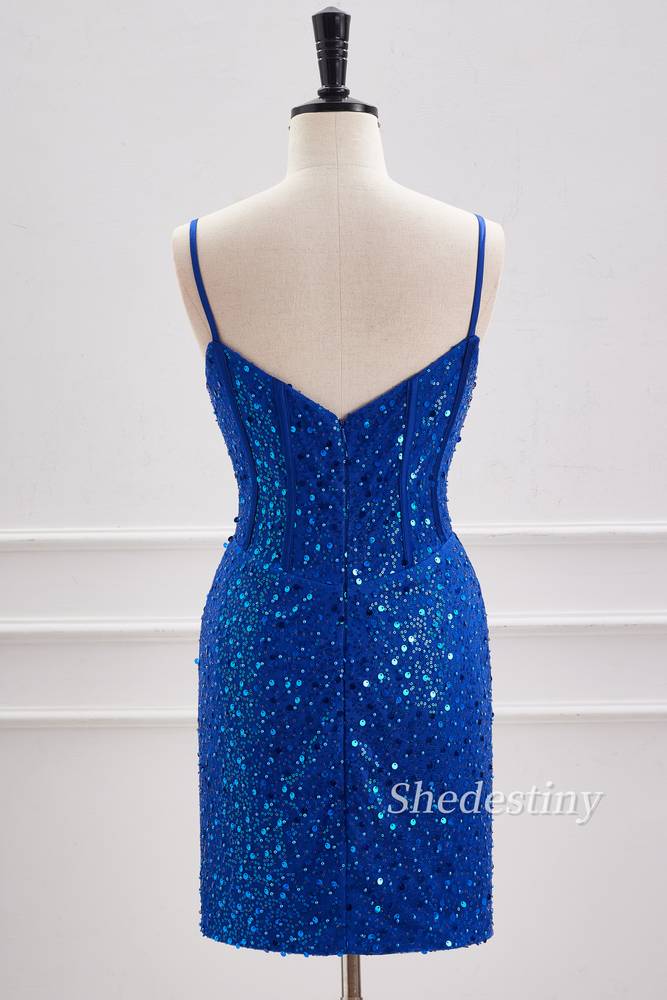 Glitter Beaded back ofSweetheart A-Line Short Party Dress