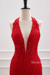 Red Plunging Neck Tight Homecoming Dress with Rhinestone