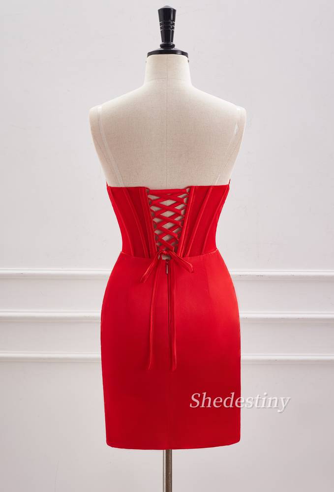 Strapless Pleated Tight Short Homecoming Dress