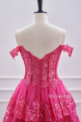 Fuchsia Sequins Off the Shoulder Short Homecoming Dress