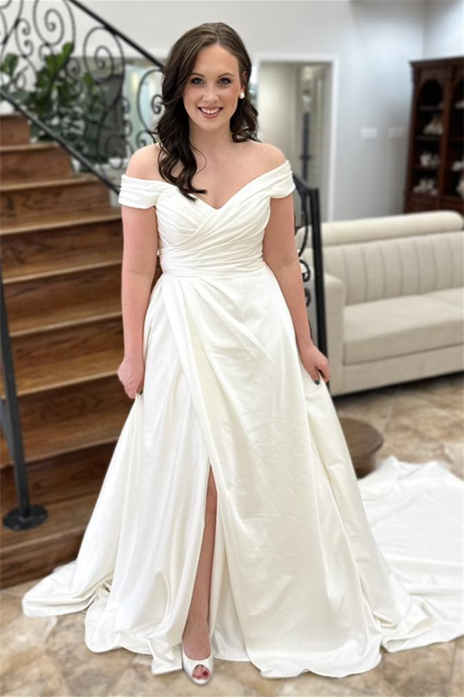 Satin Wrap Wedding Dress