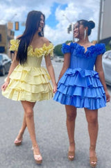 Off-the-Shoulder Corset Ruffle Tiered Homecoming Dress