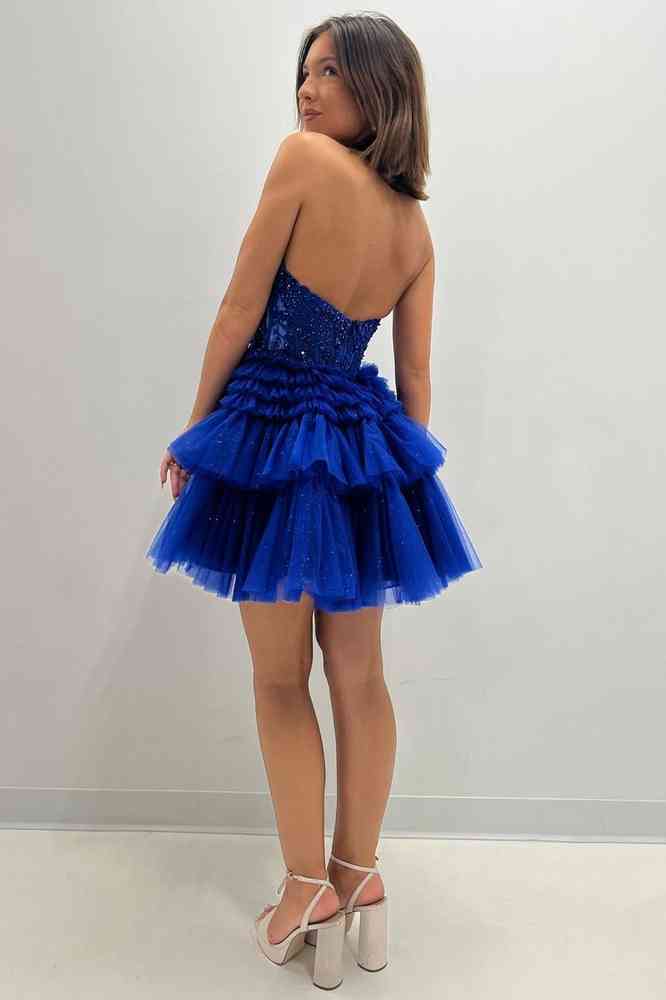 Halter A-Line Ruffle Tiered Short Homecoming Dress