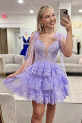 Light Blue A-Line Short Homecoming Dress with Sequins